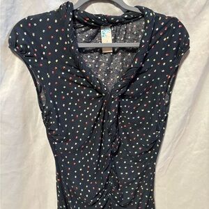 Polka Dot Dressy Shirt with Twisted Front